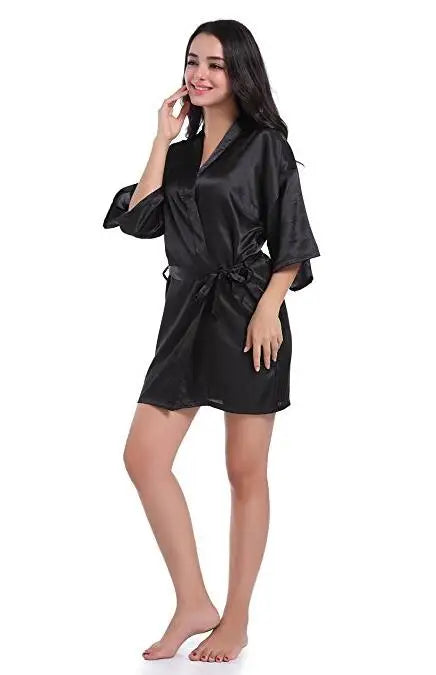 RB030 Sexy Large Size Satin Night Robe Lace Bathrobe | SAMAG