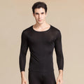 SuyaDream Men Long Johns Natural Silk Round neck Thermal Underwear For Men Fall Winter Underwear Set