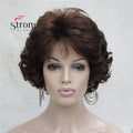 Short Curly Dark Auburn Synthetic Hair Full wig Women's Thick Wigs For Everyday