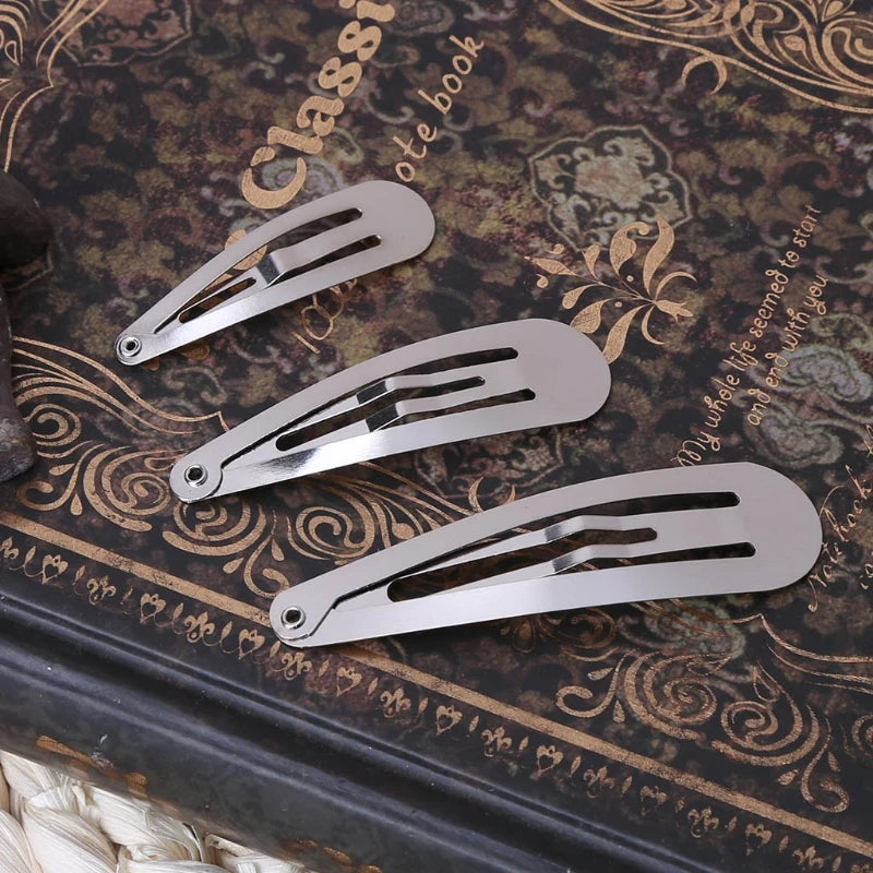 1 Pack 50pcs Silver Tone Snap Hair Clips Craft Bow Headwear Decoration DIY 4/5/6cm Hot