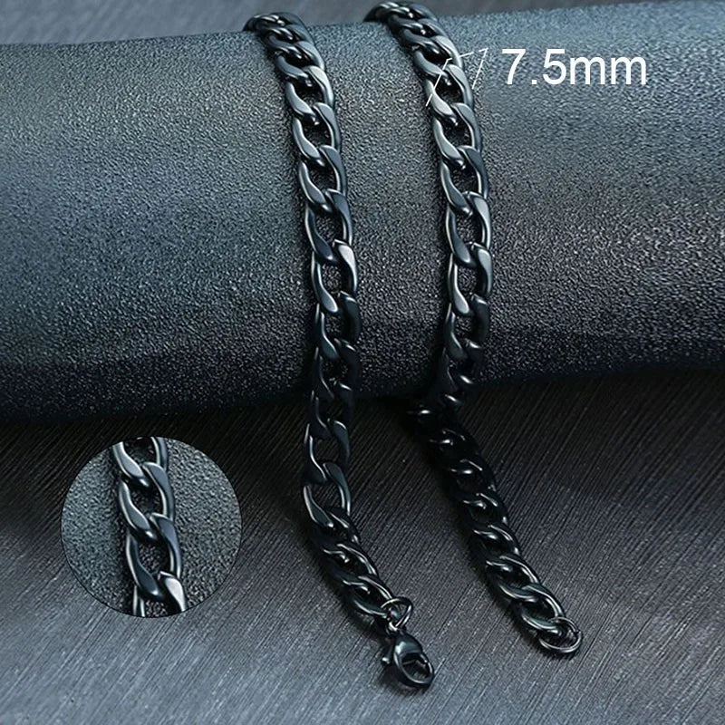 Vnox Men's Cuban Link Chain Necklace Stainless Steel Black Gold Color Male Choker colar Jewelry Gifts for - Visuel 12 | SAMAG