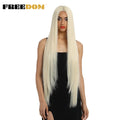 FREEDOM Synthetic Lace Front Wigs For Women Super Long 38Inch Ombre Blonde Highlight Ginger Straight Lace Wigs Cosplay Wigs