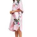 High Quality Chinese Women Silk Home Dress Robe Summer Lounge Nightshirt Short Sleeve Sleepwear Nightgown Plus Size 6XL A-073