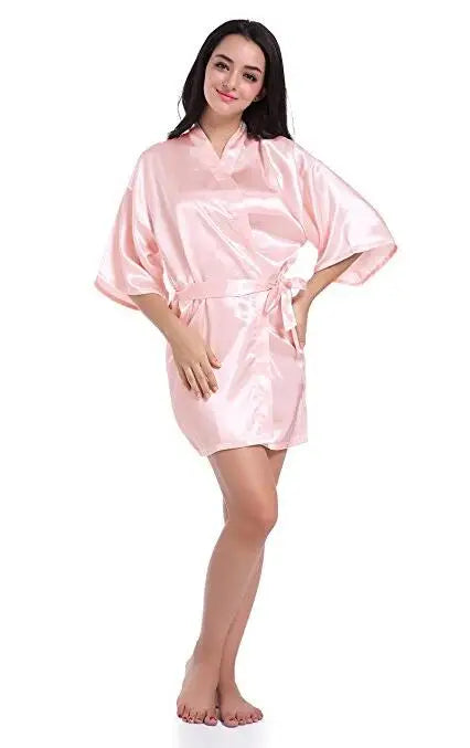 RB030 Sexy Large Size Satin Night Robe Lace Bathrobe | SAMAG