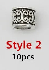10pcs/pack Antique Silver different 10 styles hair braid dread dreadlock beads rings tube approx 5.9-6.4mm inner hole jewelry