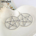 imixlot Big Round Pentagram Star Earrings Gothic Ear Hook Drop Earrings For Women Pendientes Fashion Jewelry