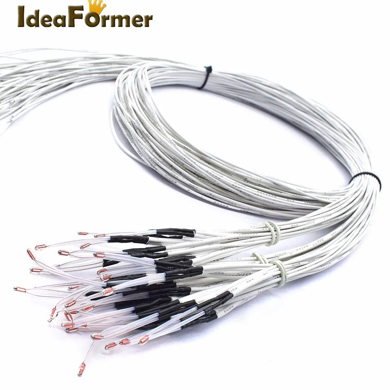 5pcs 100K ohm NTC 3950 Thermistors Sensors with Cable 3D Printers Parts for Reprap Mend Part High Temperature Accessories