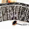 6pcs/lot  Mehndi Indian Henna Tattoo Stencil reuseable Henna Tatoo Template Professional Tattoos Stencil For hand Painting bride