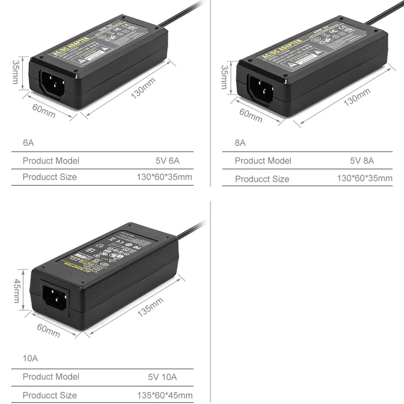 DC5V LED Power Supply 2A 3A 6A 8A 10A Switch Transformer WS2812B LED Strip Light Adapter SK6812 RGBW WS2801 SK9822 WS2813 Lights