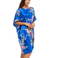 High Quality Chinese Women Silk Home Dress Robe Summer Lounge Nightshirt Short Sleeve Sleepwear Nightgown Plus Size 6XL A-073