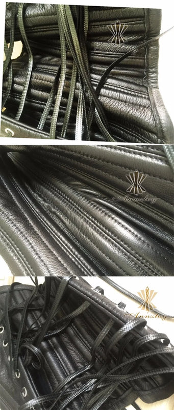 Double Steel Bonings Genuine Cowhide Leather Neck Corset For Sale