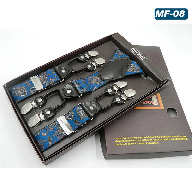New Fashion Suspenders Luxury Braces 6 Clips Leather Belt Straps European Size Male Style Gift For - Visuel 3 | SAMAG