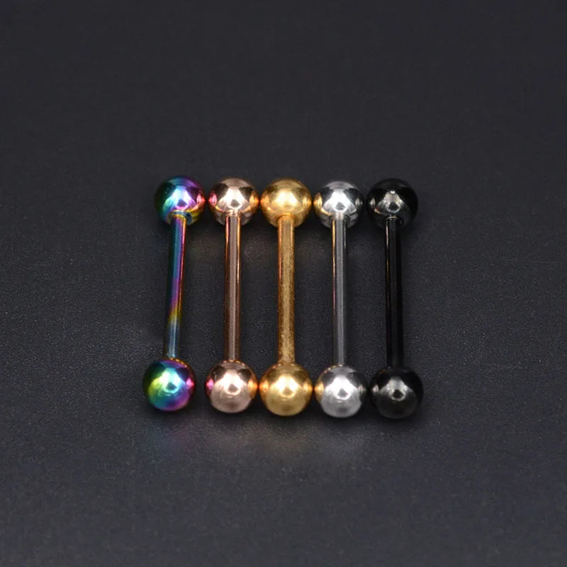 2 Pcs Tongue Piercing Titanium Plated Piercing Tongue Rings Bars Girls 14G Tongue Piercing Industrial Barbells Quality Body Ring