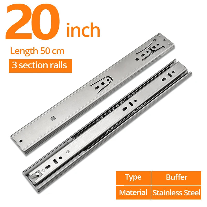 KAK 10" - 22" Stainless Steel Drawer Slides Soft Close | SAMAG