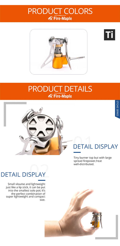 Fire Maple Ultralight Titanium Rocket Stove 2600W Portable Backpacking Burner Outdoor Hiking Cooking FMS-300T Mini Gas Burner