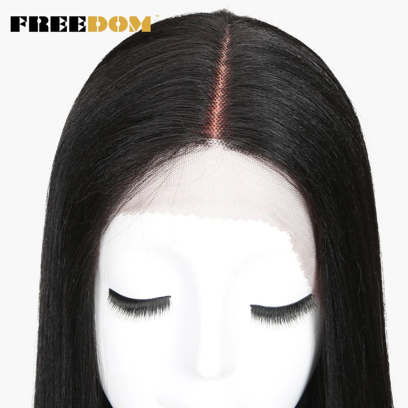 FREEDOM Synthetic Lace Front Wigs For Women Super Long 38Inch Ombre Blonde Highlight Ginger Straight Lace Wigs Cosplay Wigs