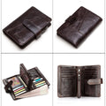 CONTACT'S Genuine Crazy Horse Cowhide Leather Men Wallets  Fashion Purse With Card Holder Vintage Long Wallet Clutch Wrist Bag