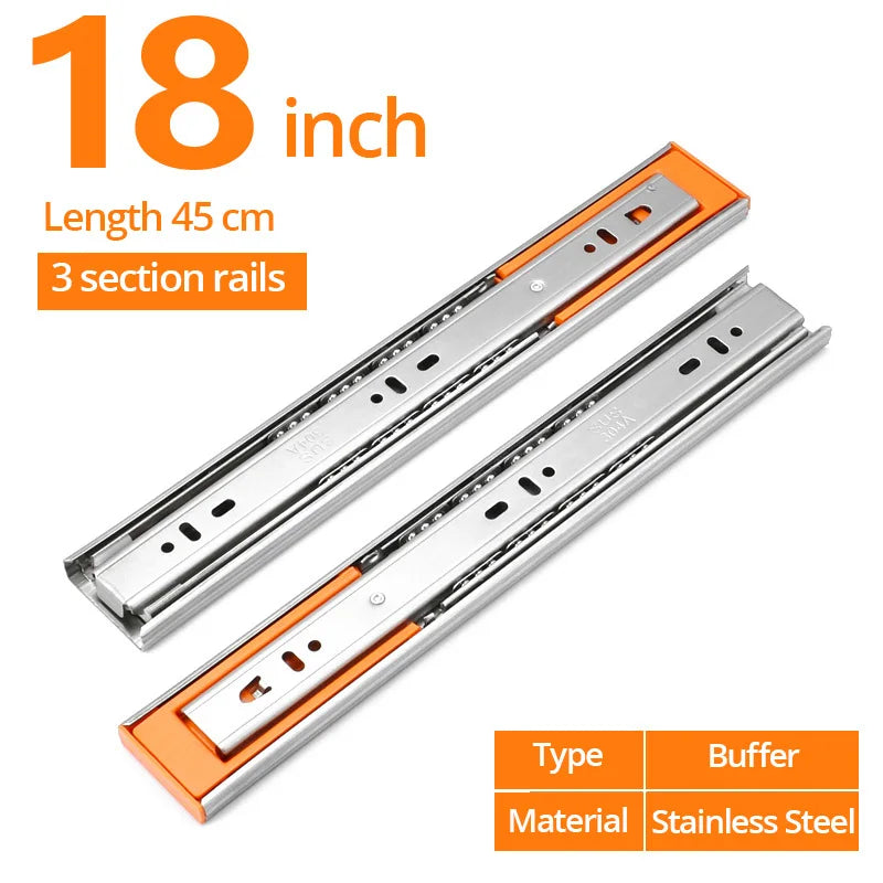 KAK 10" - 22" Stainless Steel Drawer Slides Soft Close | SAMAG