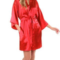New Black Chinese Women's Faux Silk Robe Bath Gown Hot Sale Kimono Yukata Bathrobe Solid Color Sleepwear S M L XL XXL NB032