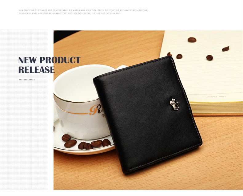 BISON DENIM Fashion Purse Men's Genuine Leather Wallet RFID Blocking Mini Wallet Male Card Holder Small Zipper Coin Purse W9317