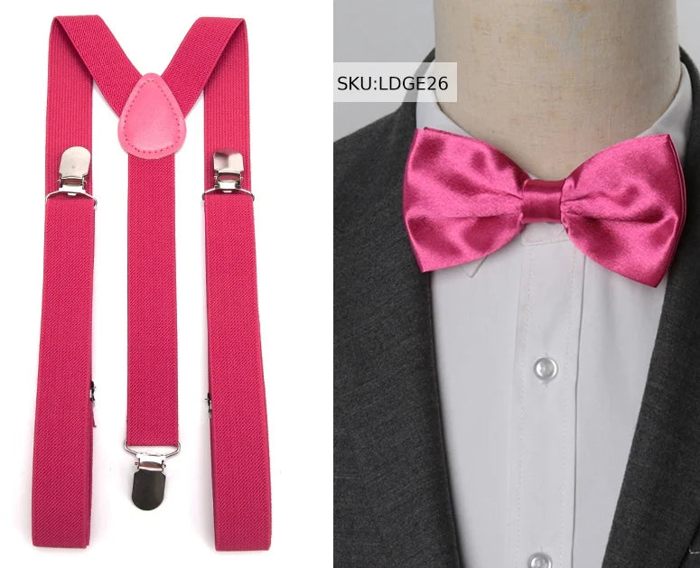 Suspenders Bow Tie Set Men Fashion Suspensorio for Man Boy Women Bowtie Braces Trousers Tirantes Wedding - Visuel 20 | SAMAG