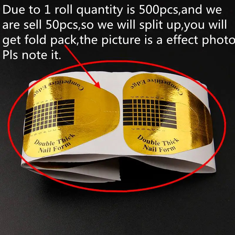 50pcs Golden Nail Art Tips Extension Forms Guide U Horseshoe Shaped Acrylic UV Gel DIY Nail Tool For Manicure Makeup Accessories