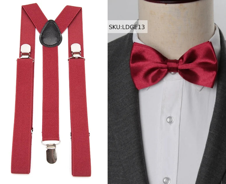 Suspenders Bow Tie Set Men Fashion Suspensorio for Man Boy Women Bowtie Braces Trousers Tirantes Wedding - Visuel 23 | SAMAG