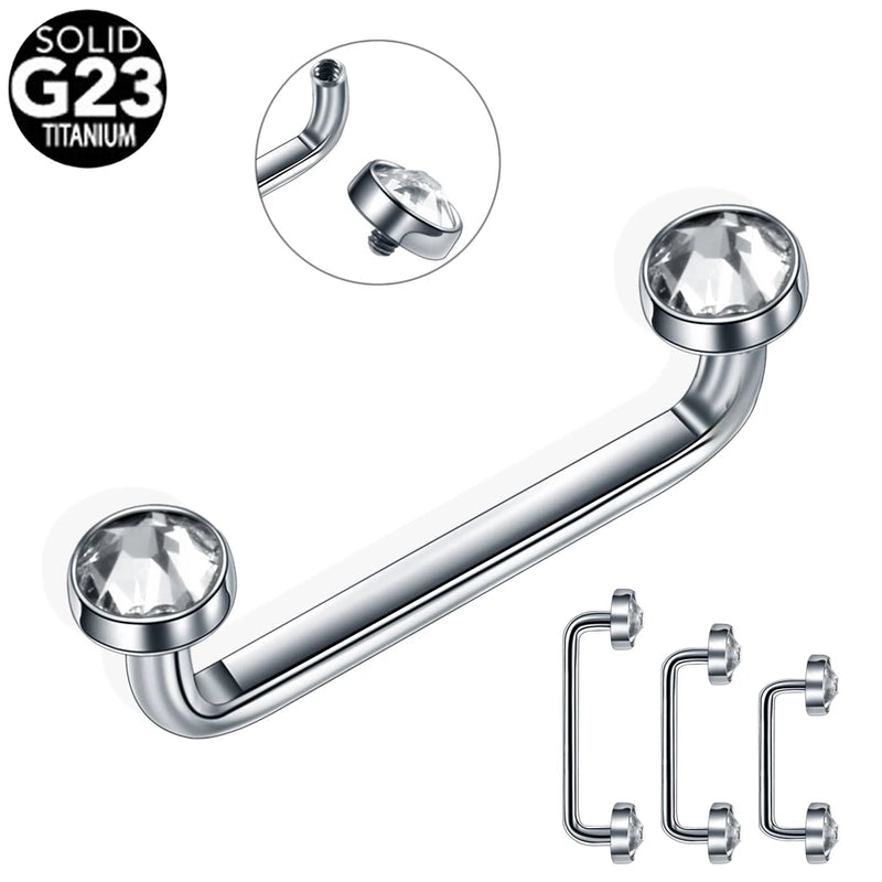 1PC G23 Titanium Internally Thread Crystal Gem Surface Barbell Piercing 14G CZ Micro Dermal Anchor Piercings Body Jewelry
