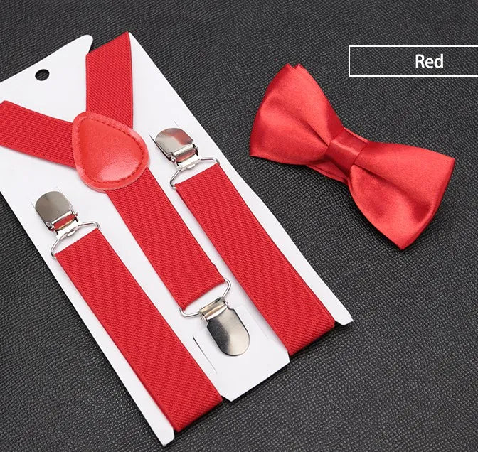 Kids Suspenders with Bowtie Fashion Children Bow Tie Set Boys Braces Girls Adjustable Baby Wedding - Visuel 7 | SAMAG