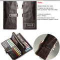 CONTACT'S Genuine Crazy Horse Cowhide Leather Men Wallets  Fashion Purse With Card Holder Vintage Long Wallet Clutch Wrist Bag