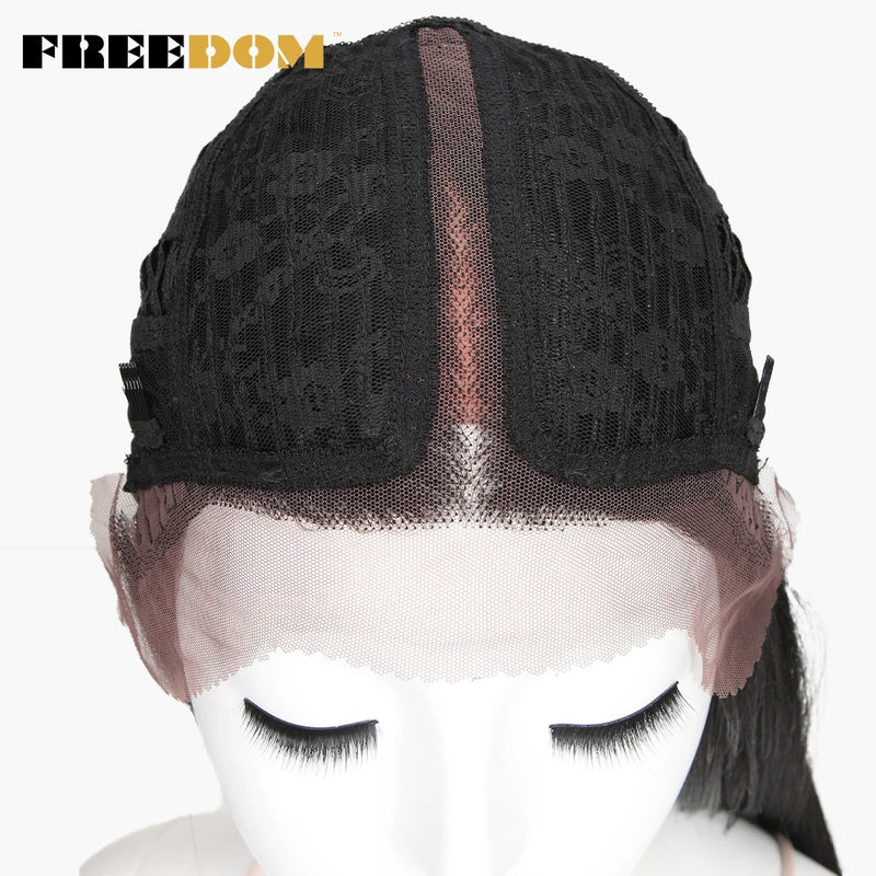 FREEDOM Synthetic Lace Front Wigs For Women Super Long 38Inch Ombre Blonde Highlight Ginger Straight Lace Wigs Cosplay Wigs