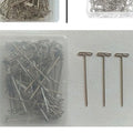 50pcs Tpins Long 32mm Silver T Shape Needles Pin For Wigs Hair Weaving Tools Salon Styling Tools Mannequin Head Wig Stand