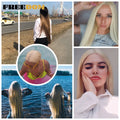 FREEDOM Synthetic Lace Front Wigs For Women Super Long 38Inch Ombre Blonde Highlight Ginger Straight Lace Wigs Cosplay Wigs