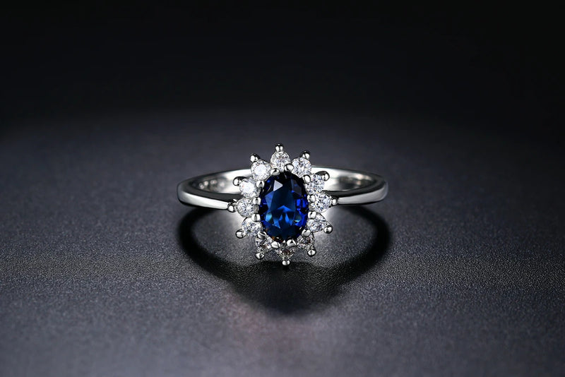 ZHOUYANG Princess Kate Blue Gem Created Blue Crystal Silver Color Wedding Finger Crystal Ring Brand Jewelry for Women ZYR076