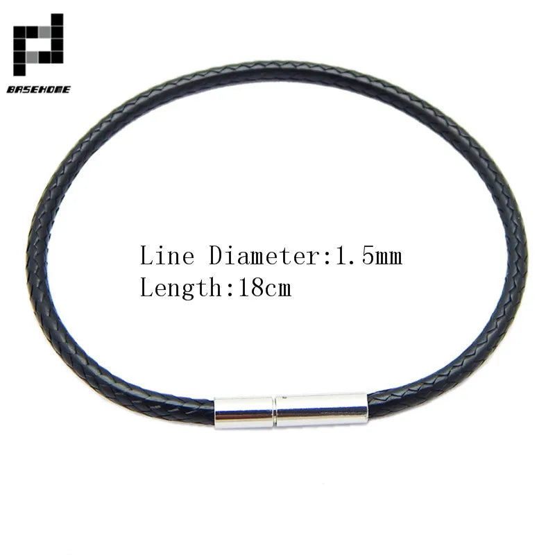 1.5/2/3mm Black Red Bracelet Stainless Steel Clasp For Women Man Couple Leather String Homme Hand Thread Male Jewelry Trending