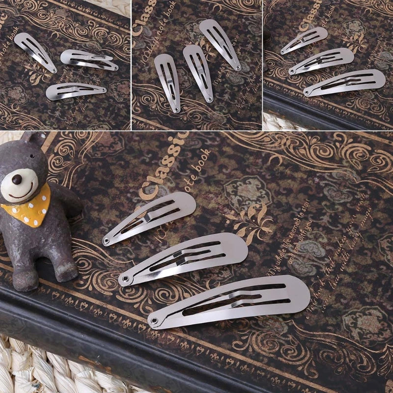 1 Pack 50pcs Silver Tone Snap Hair Clips Craft Bow Headwear Decoration DIY 4/5/6cm Hot