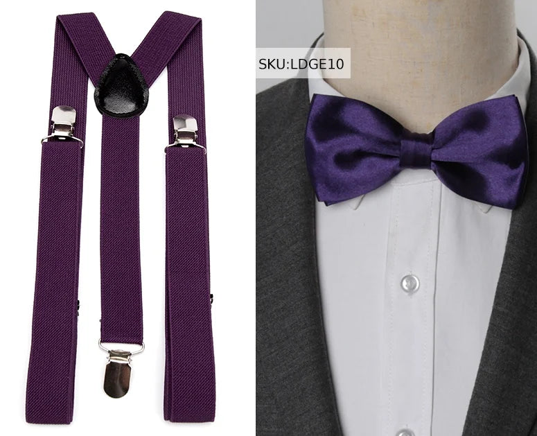 Suspenders Bow Tie Set Men Fashion Suspensorio for Man Boy Women Bowtie Braces Trousers Tirantes Wedding - Visuel 29 | SAMAG