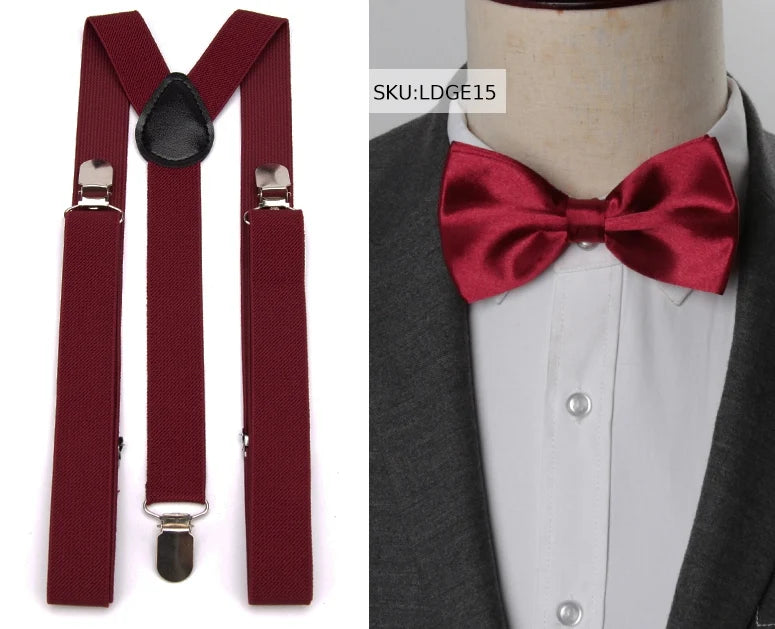 Suspenders Bow Tie Set Men Fashion Suspensorio for Man Boy Women Bowtie Braces Trousers Tirantes Wedding - Visuel 17 | SAMAG