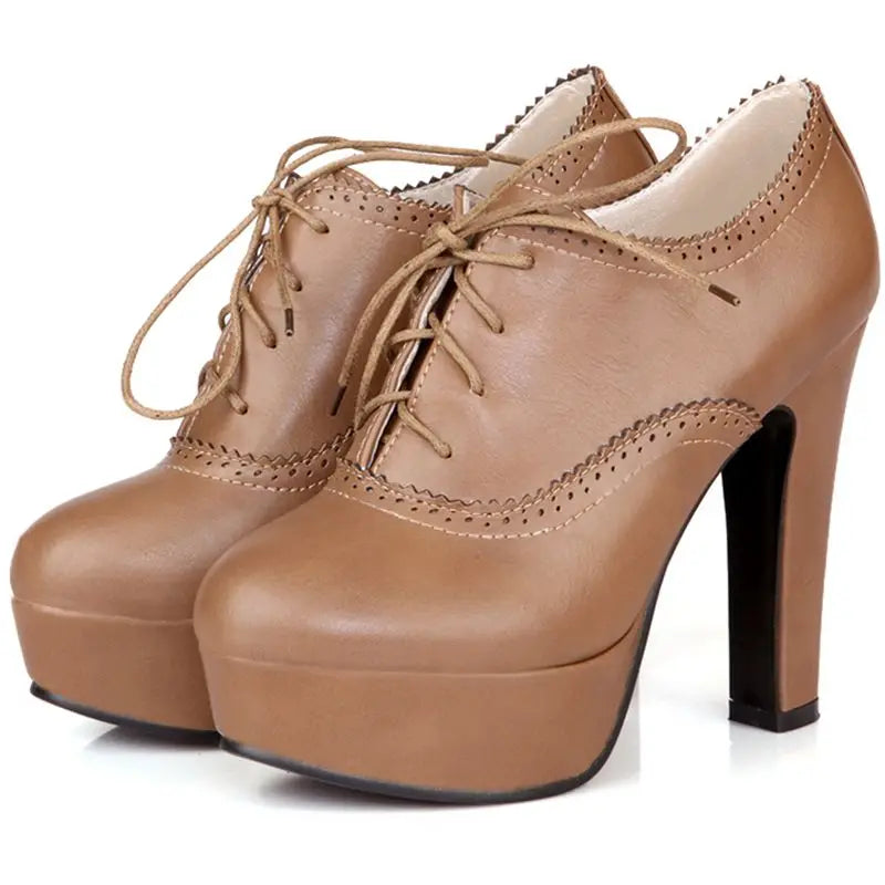 QPLYXCO 2017 New Big Small Size 31-47 Women Stiletto High Heel Shoes Sexy Lady Platform Spring Fashion Lace Up Pumps Shoes 88-8
