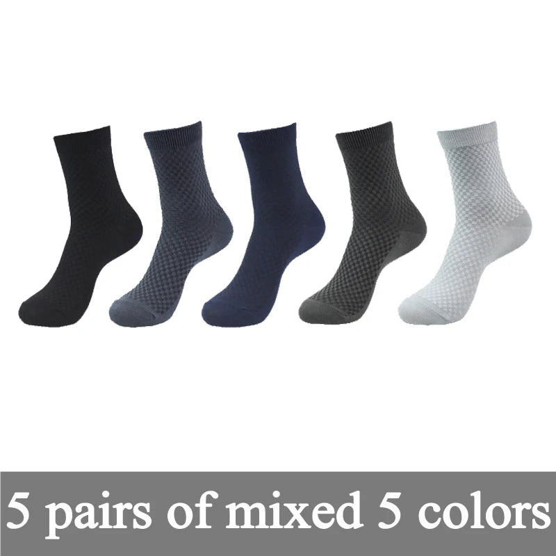 New Bamboo Fiber Men Socks Classic Deodorant Business Brand Crew Socks Men High Quality Casual Compression Socks 5pairs / lot