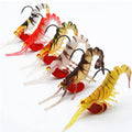 6pcs 12g 18g fishing shrimp prawn lure baits, river prawn fishing craws saltwater bream lures with luminous eyes