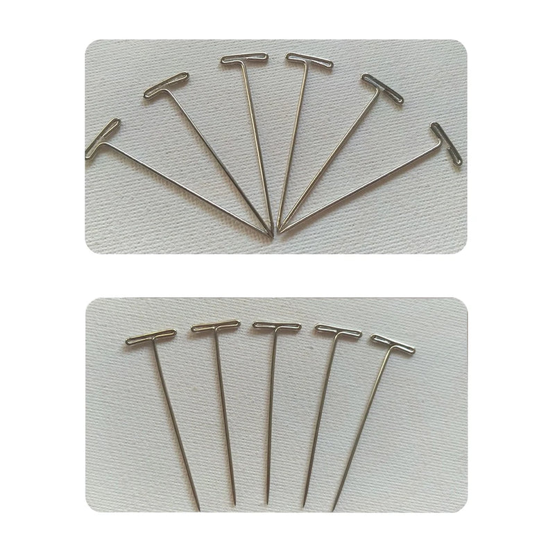 50pcs Tpins Long 32mm Silver T Shape Needles Pin For Wigs Hair Weaving Tools Salon Styling Tools Mannequin Head Wig Stand