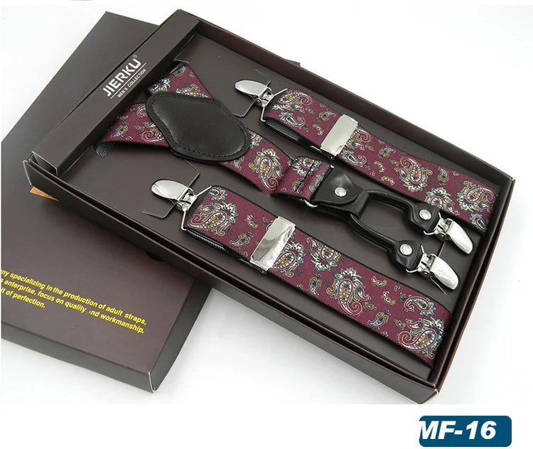Man Suspenders Fashion Braces Adjustable 4 Clips Leather Belt Strap Tirante Trousers Suspensorio Father - Visuel 14 | SAMAG