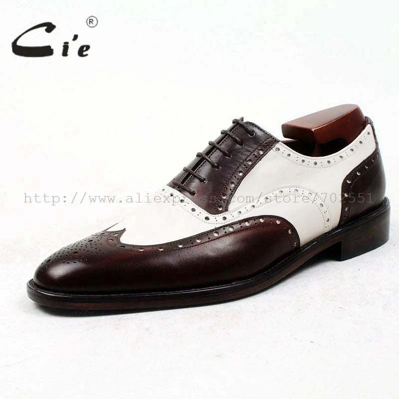 cie round toe brown white bespoke men shoe custom handmade 100%genuine calf leather outsole breathable men's oxford shoe ox438