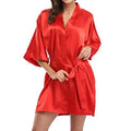 RB030 Sexy Large Size Satin Night Robe Lace Bathrobe | SAMAG