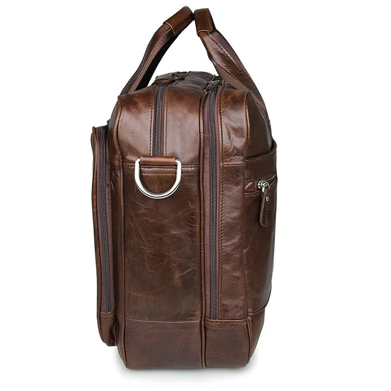 LACHIOUR Genuine Leather Men Bag Vintage Totes Handbags Brand Fashion Male Messenger Bags Briefcase Men's Travel Shoulder Bags