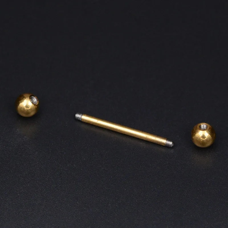 2 Pcs Tongue Piercing Titanium Plated Piercing Tongue Rings Bars Girls 14G Tongue Piercing Industrial Barbells Quality Body Ring