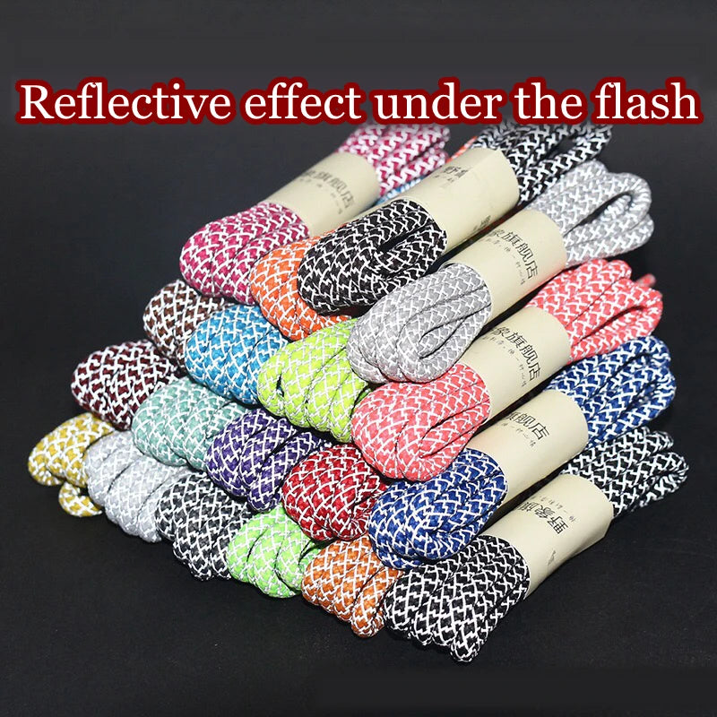 1Pair 3M Reflective Shoelaces for Sneakers Shoe laces Safety reflective Shoelace Round Laces Shoes Strings 100/120/140/160cm