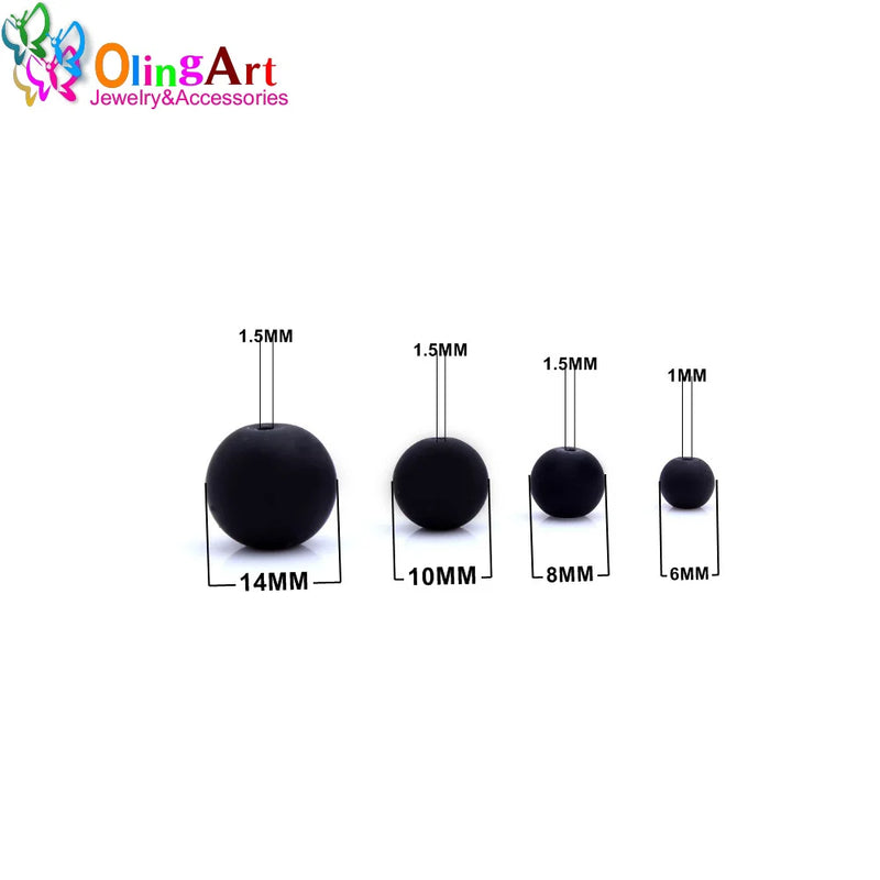 OlingArt Rubber Glass Beads High 6MM Quality 100PCS/Lot Candy Color Neon Matte Loose Handmade DIY Jewelry Making Bracelet