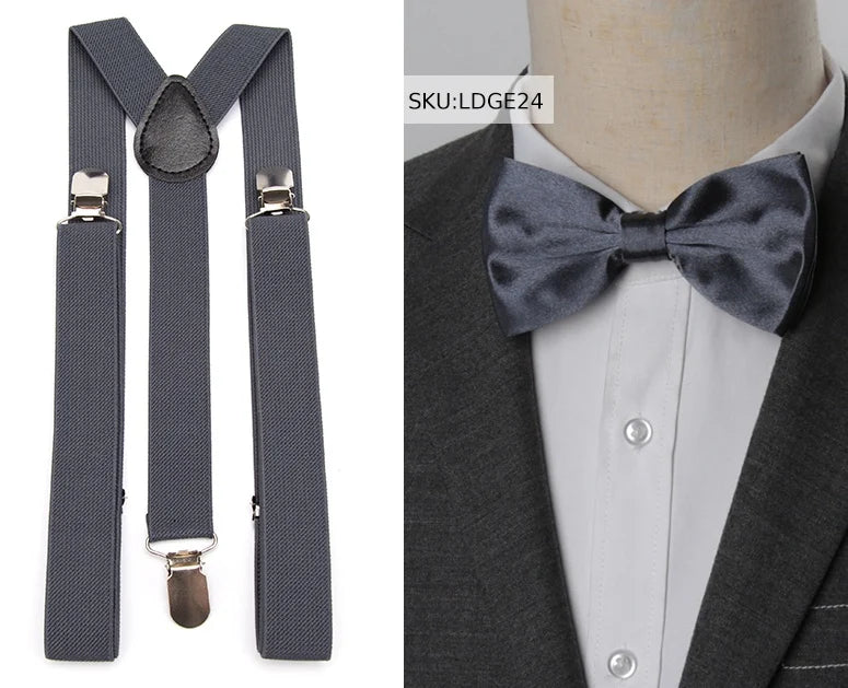 Suspenders Bow Tie Set Men Fashion Suspensorio for Man Boy Women Bowtie Braces Trousers Tirantes Wedding - Visuel 15 | SAMAG